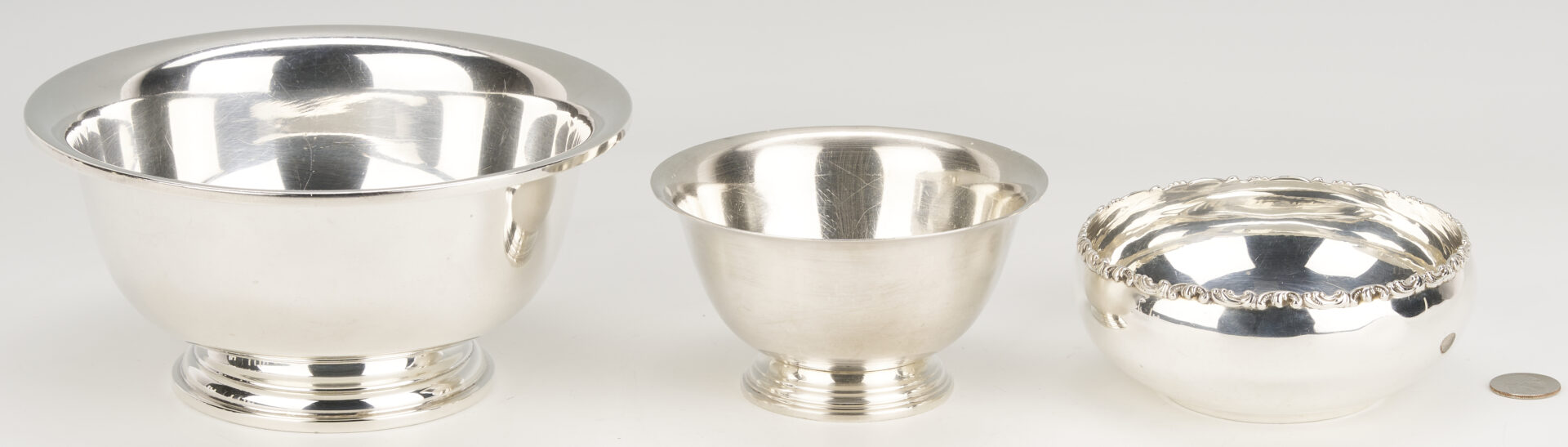 Lot 829: 3 Sterling Silver Bowls, Revere & Duhme