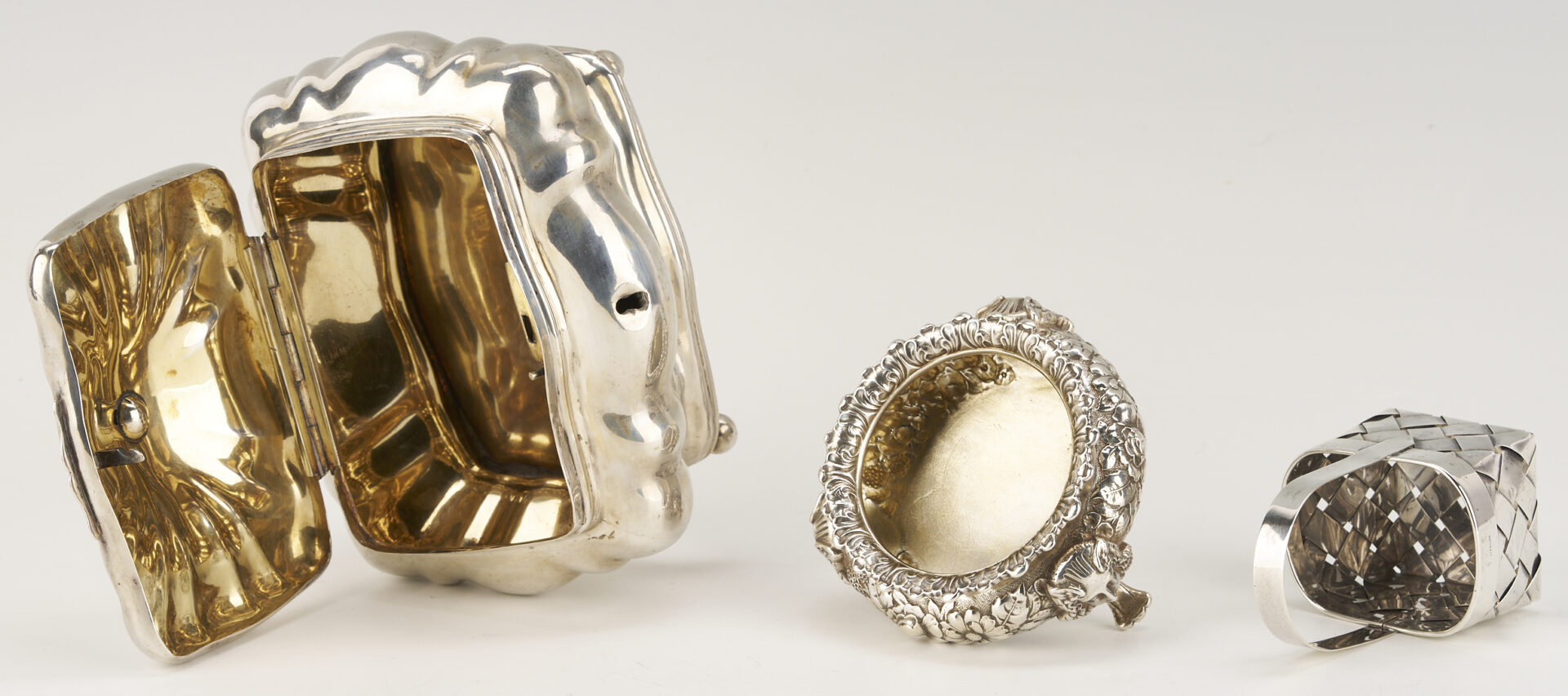Lot 832: 6 Collectible Small Silver Items incl. Tiffany, Shreve, Tea Caddy
