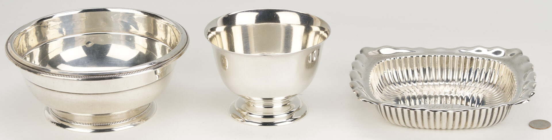 Lot 836: 3 Sterling Silver Serving Bowls incl. Revere Bowl