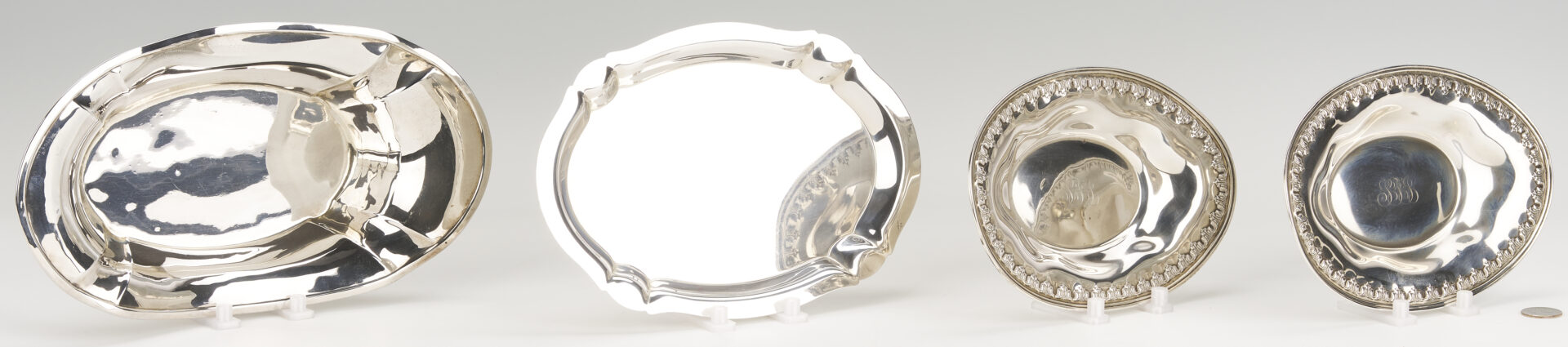 Lot 838: 4 Oval Sterling Silver Trays