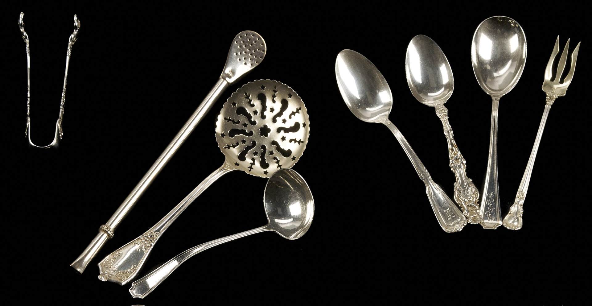 Lot 840: 15 Pcs. Assorted Silver Flatware & Serving Utensils
