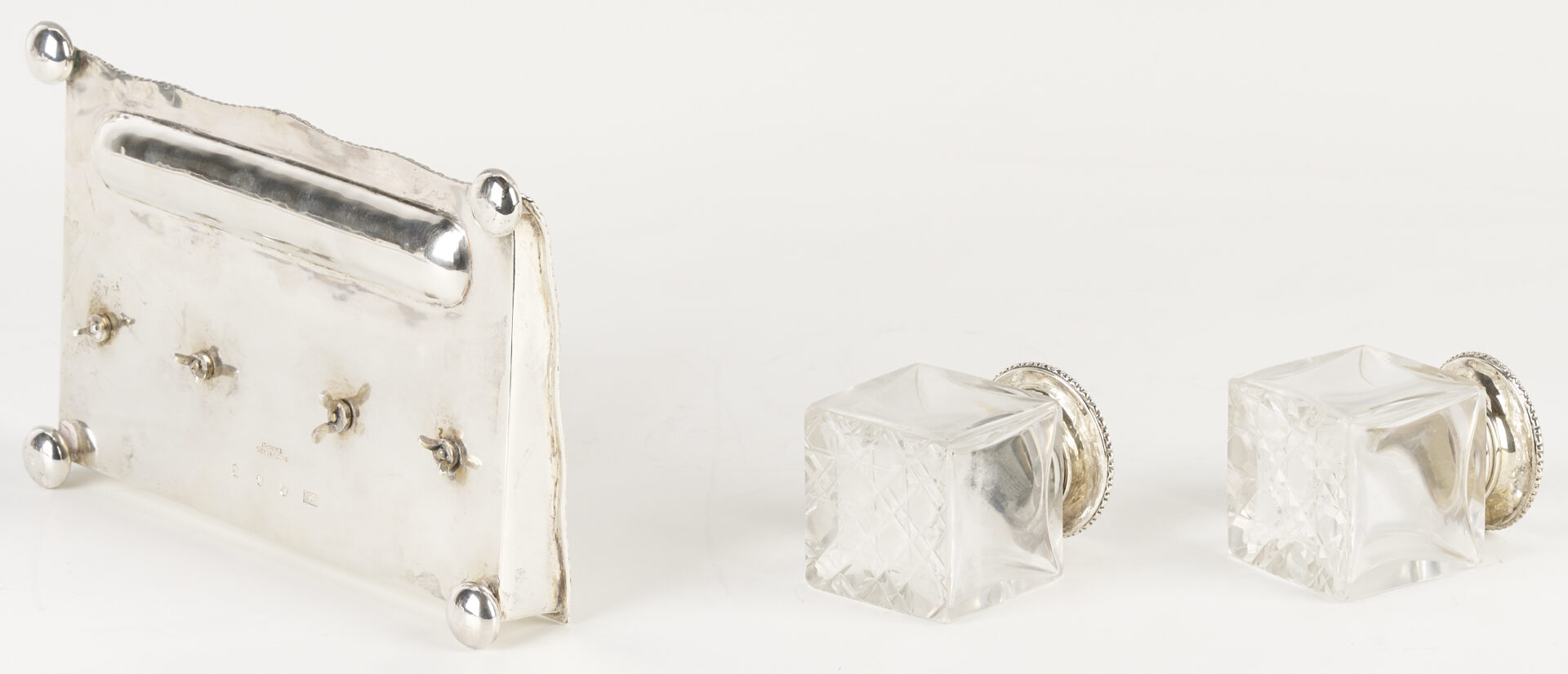 Lot 842: Scottish Sterling Inkstand & French Sterling Beaker