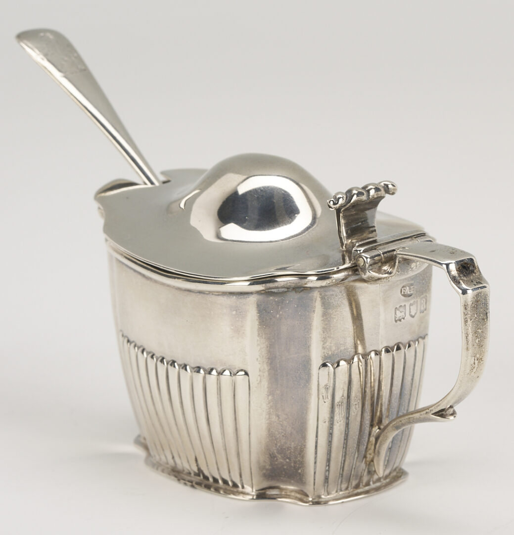 Lot 843: 1771 English Sterling Basting Spoon plus Mustard Pot w/ Sterling Silver Spoon