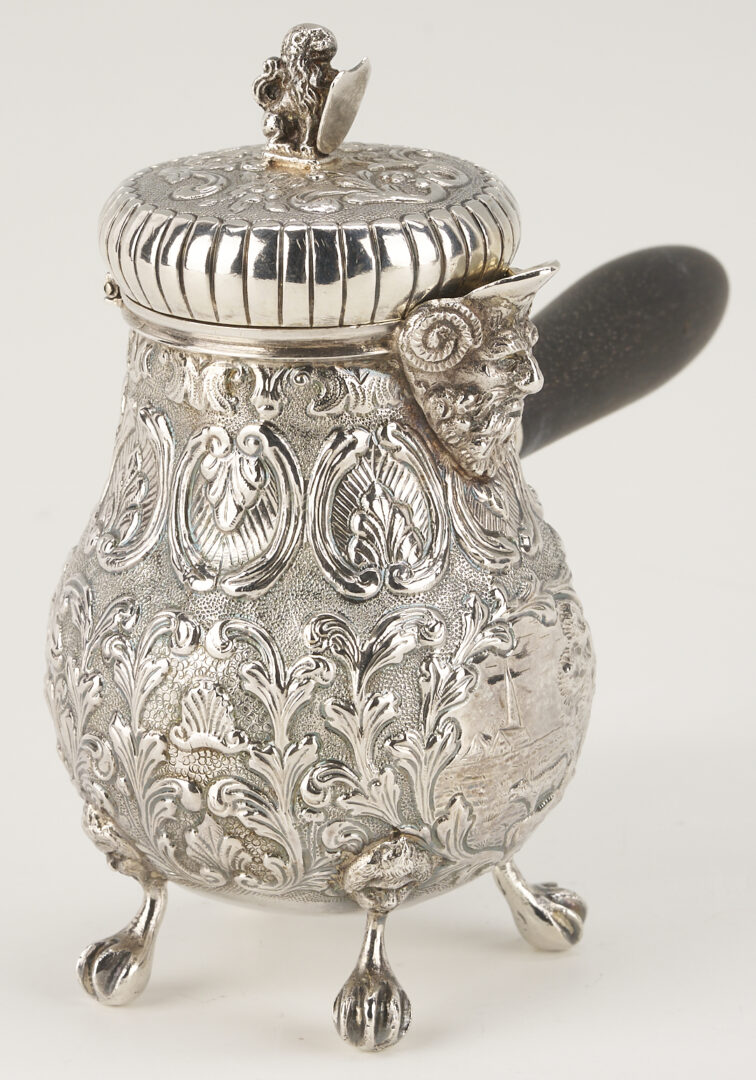 Lot 846: Petite Dutch Chocolate Pot plus 2 Sterling Salts and Spoons