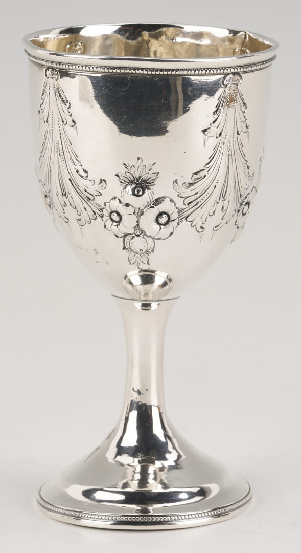 Lot 851: Coin Silver Goblet & Horn/Sterling Fish Set, Alabama interest