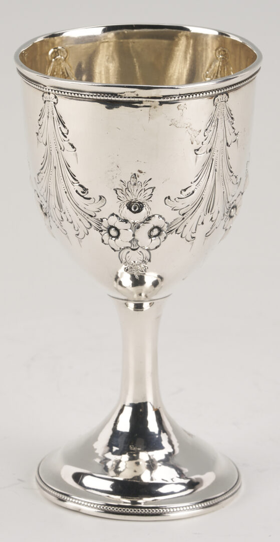 Lot 851: Coin Silver Goblet & Horn/Sterling Fish Set, Alabama interest