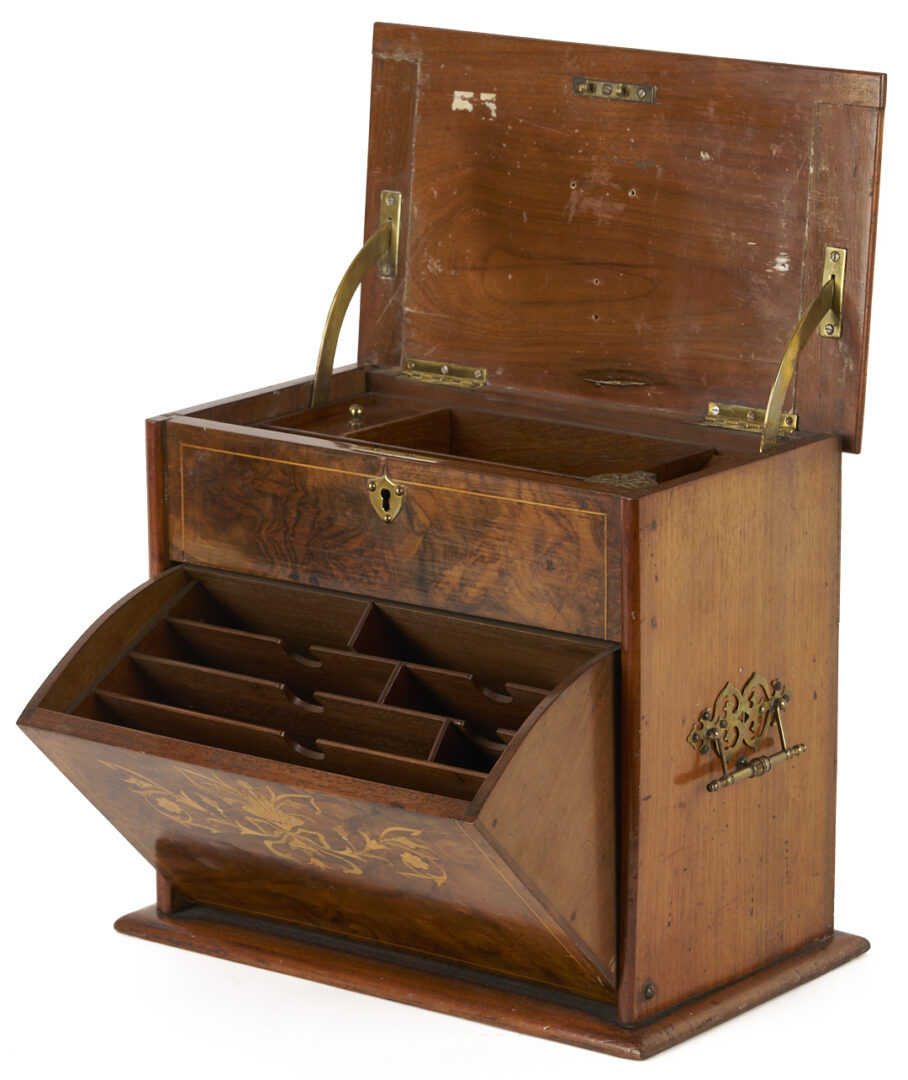 Lot 854: Georgian Style Inlaid Knife Box & Marquetry Letter Cabinet