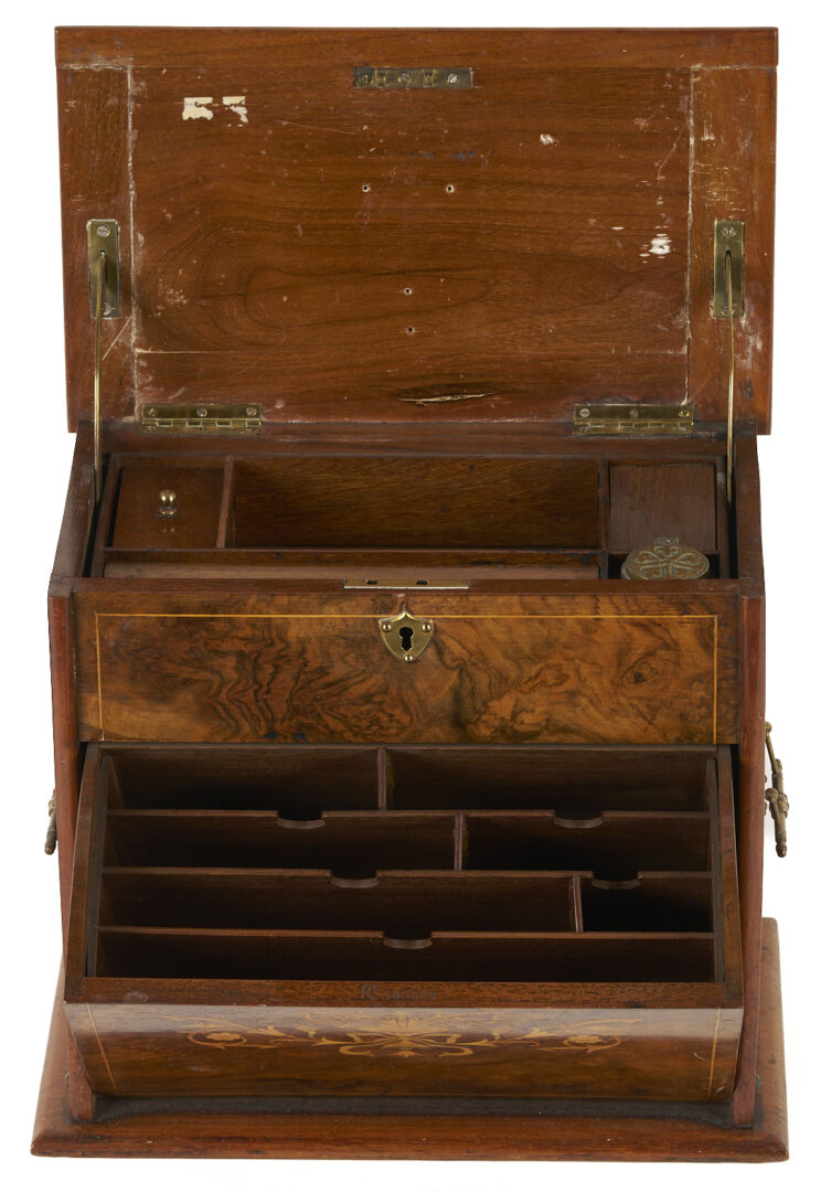 Lot 854: Georgian Style Inlaid Knife Box & Marquetry Letter Cabinet