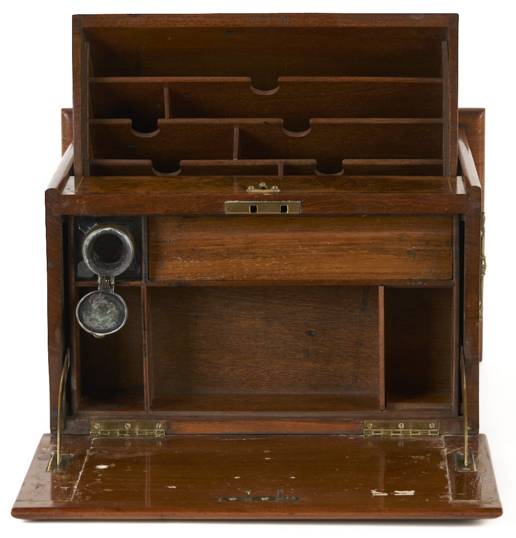 Lot 854: Georgian Style Inlaid Knife Box & Marquetry Letter Cabinet