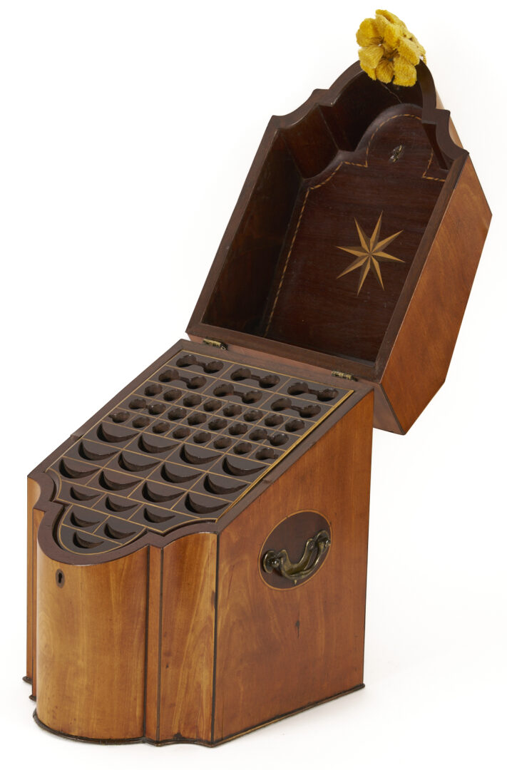 Lot 854: Georgian Style Inlaid Knife Box & Marquetry Letter Cabinet