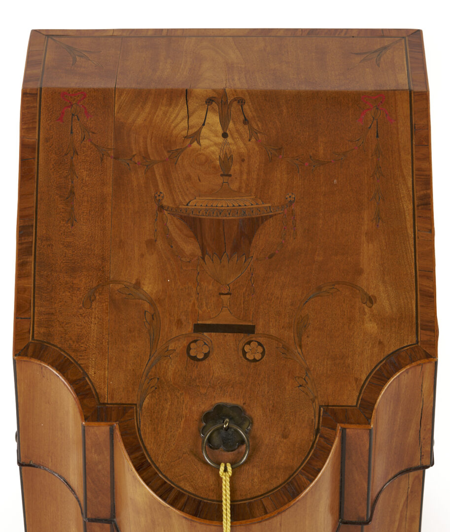 Lot 854: Georgian Style Inlaid Knife Box & Marquetry Letter Cabinet