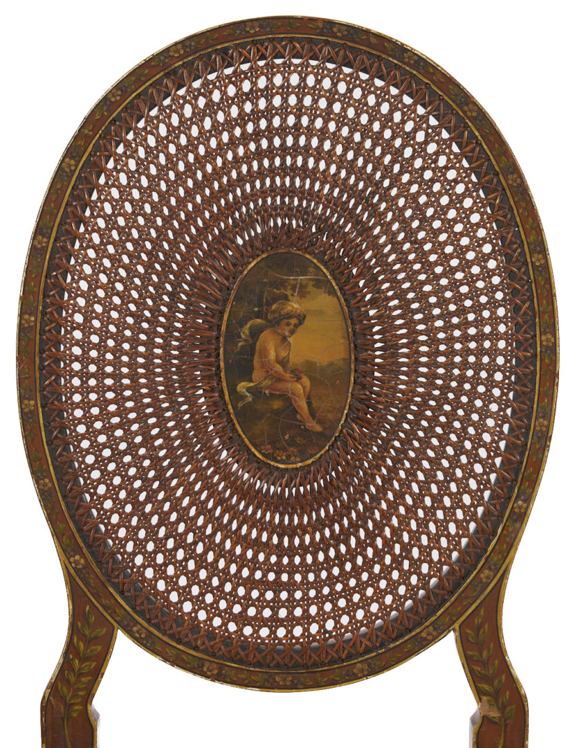 Lot 860: Edwardian Painted Caned Settee and Chair