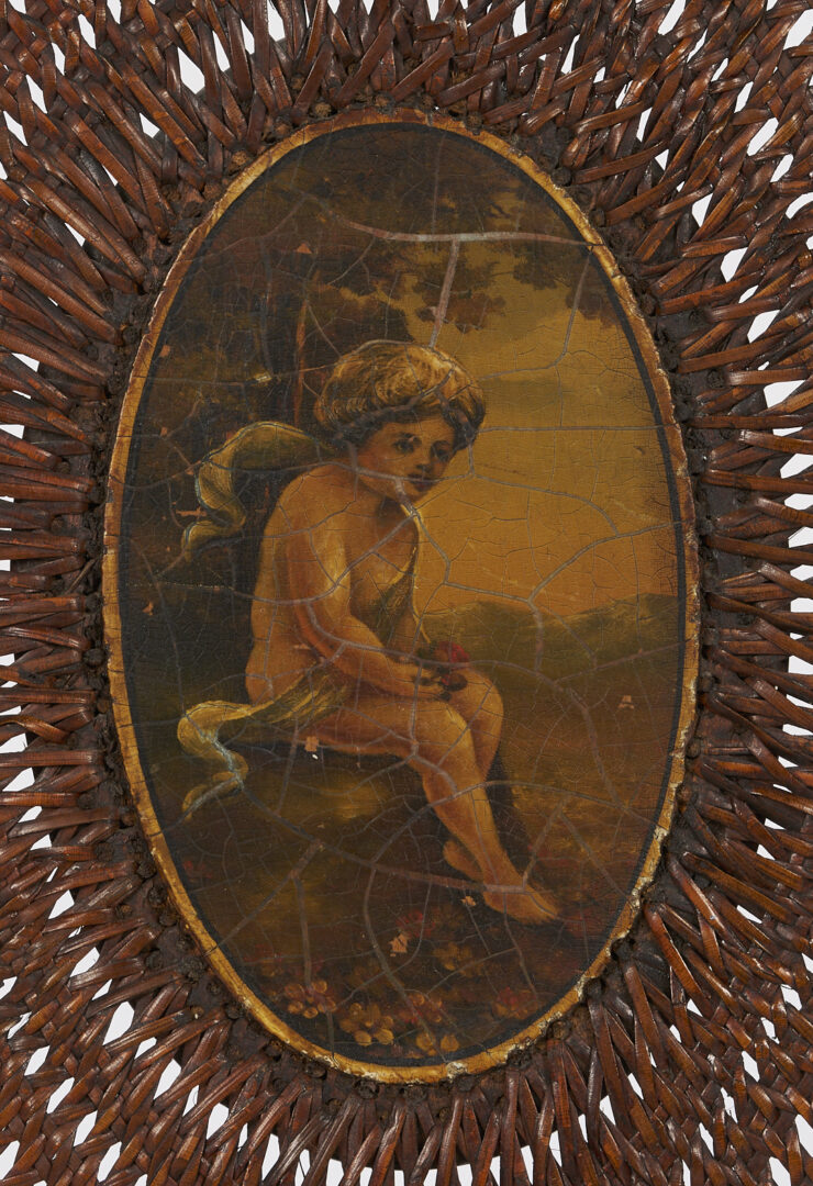 Lot 860: Edwardian Painted Caned Settee and Chair