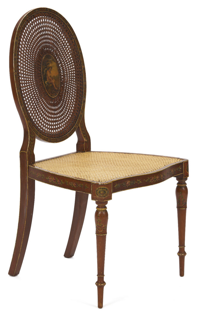 Lot 860: Edwardian Painted Caned Settee and Chair