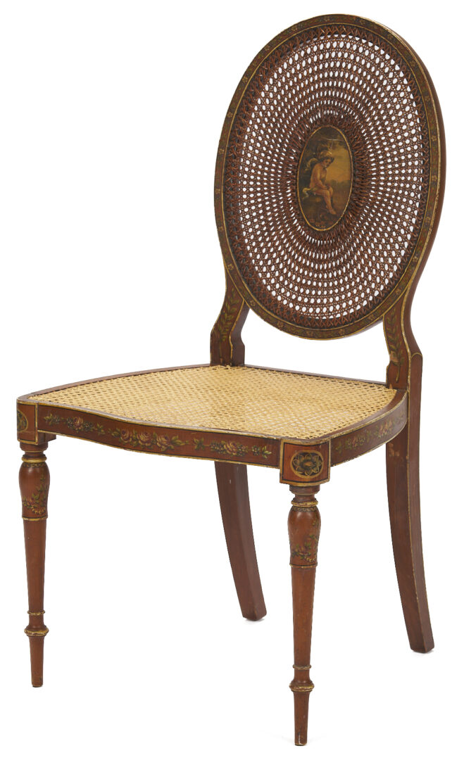 Lot 860: Edwardian Painted Caned Settee and Chair