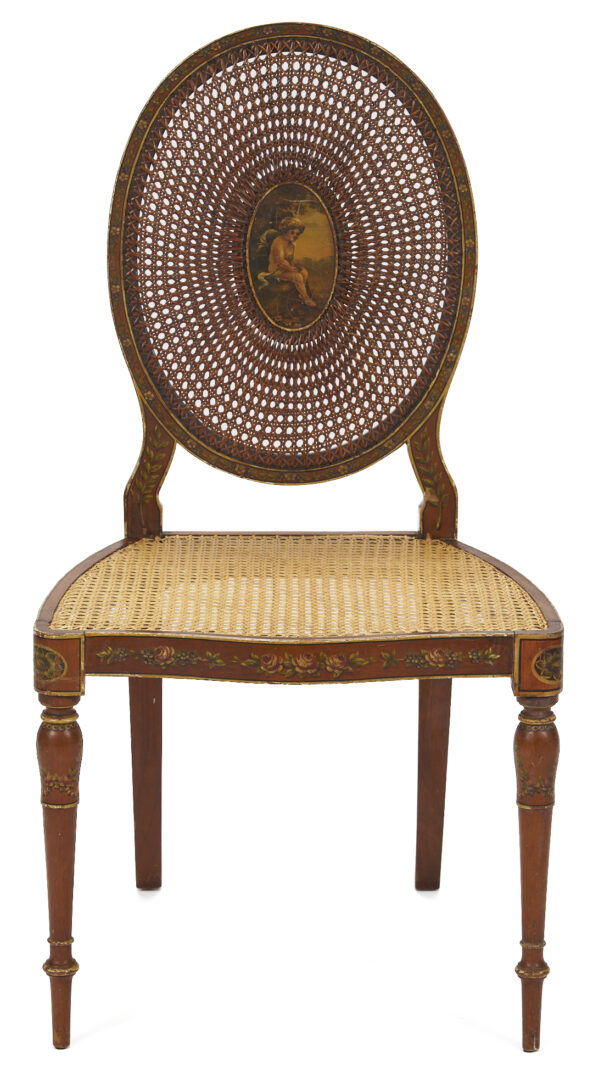Lot 860: Edwardian Painted Caned Settee and Chair