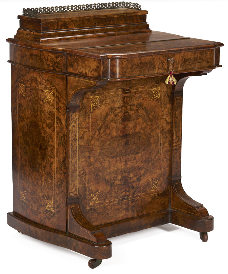 Lot 861: English Burlwood Davenport Desk