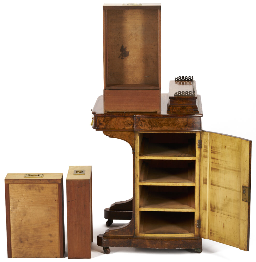 Lot 861: English Burlwood Davenport Desk