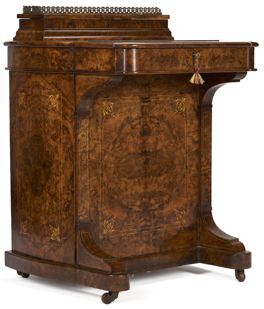Lot 861: English Burlwood Davenport Desk