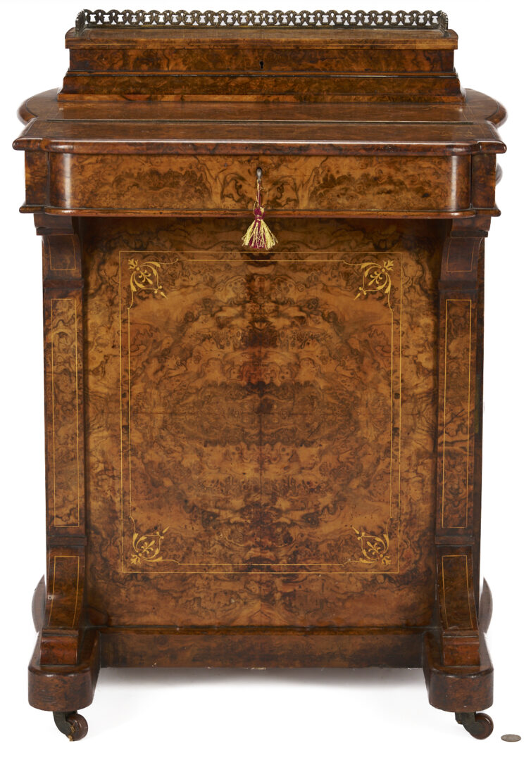 Lot 861: English Burlwood Davenport Desk