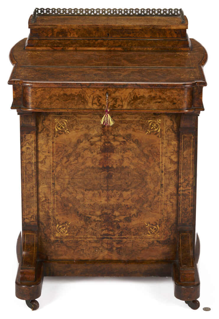 Lot 861: English Burlwood Davenport Desk