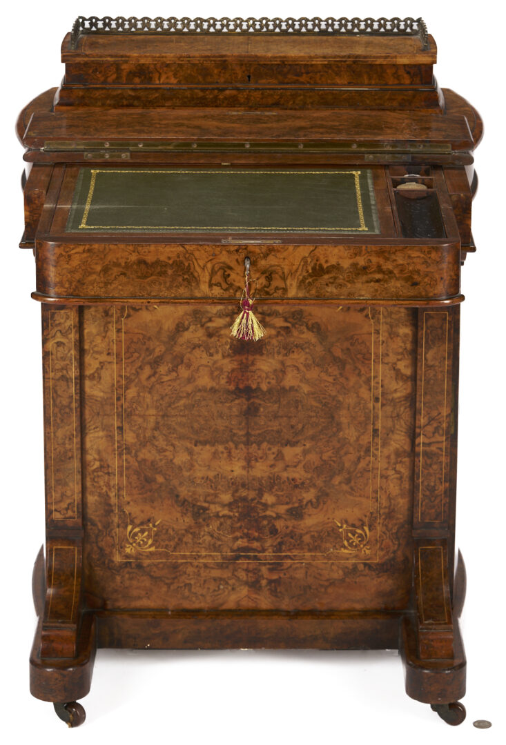 Lot 861: English Burlwood Davenport Desk