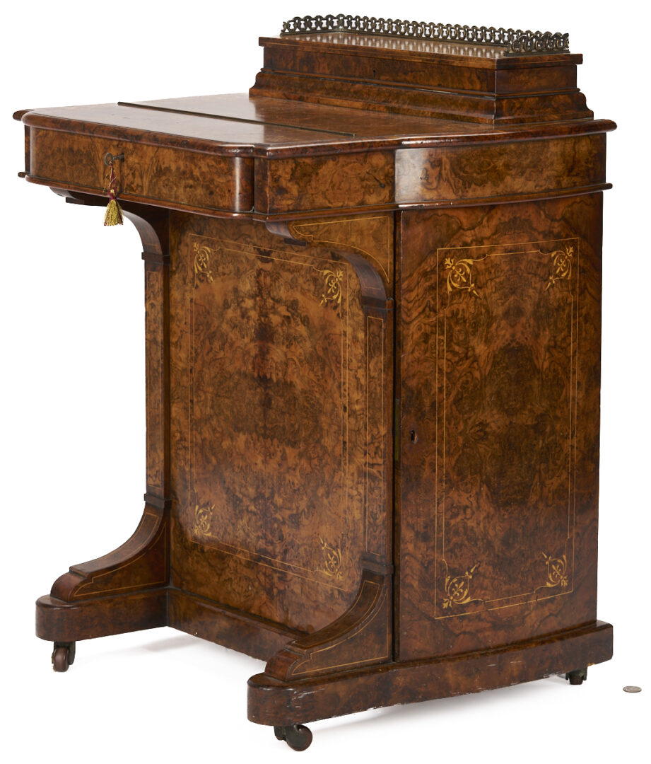 Lot 861: English Burlwood Davenport Desk