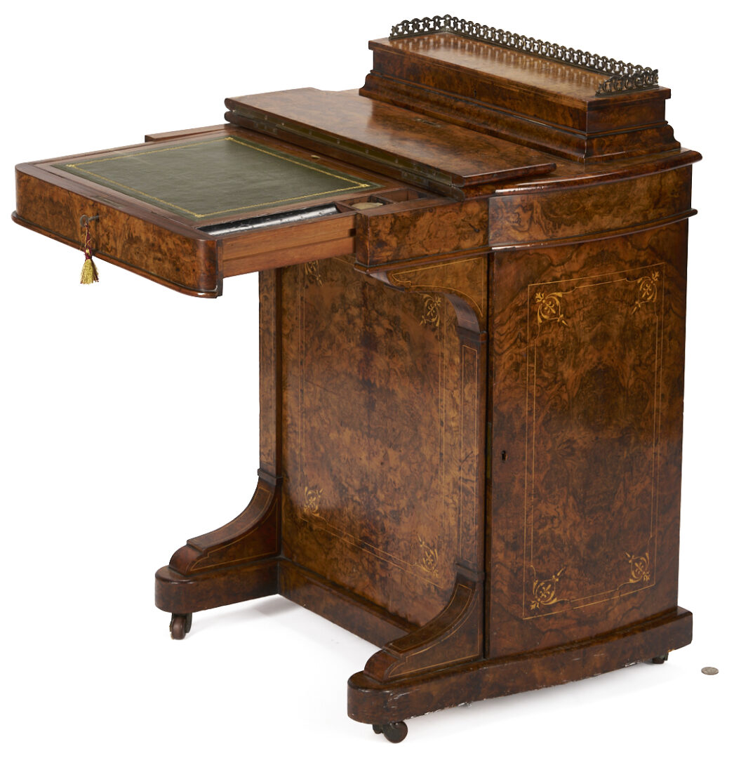 Lot 861: English Burlwood Davenport Desk