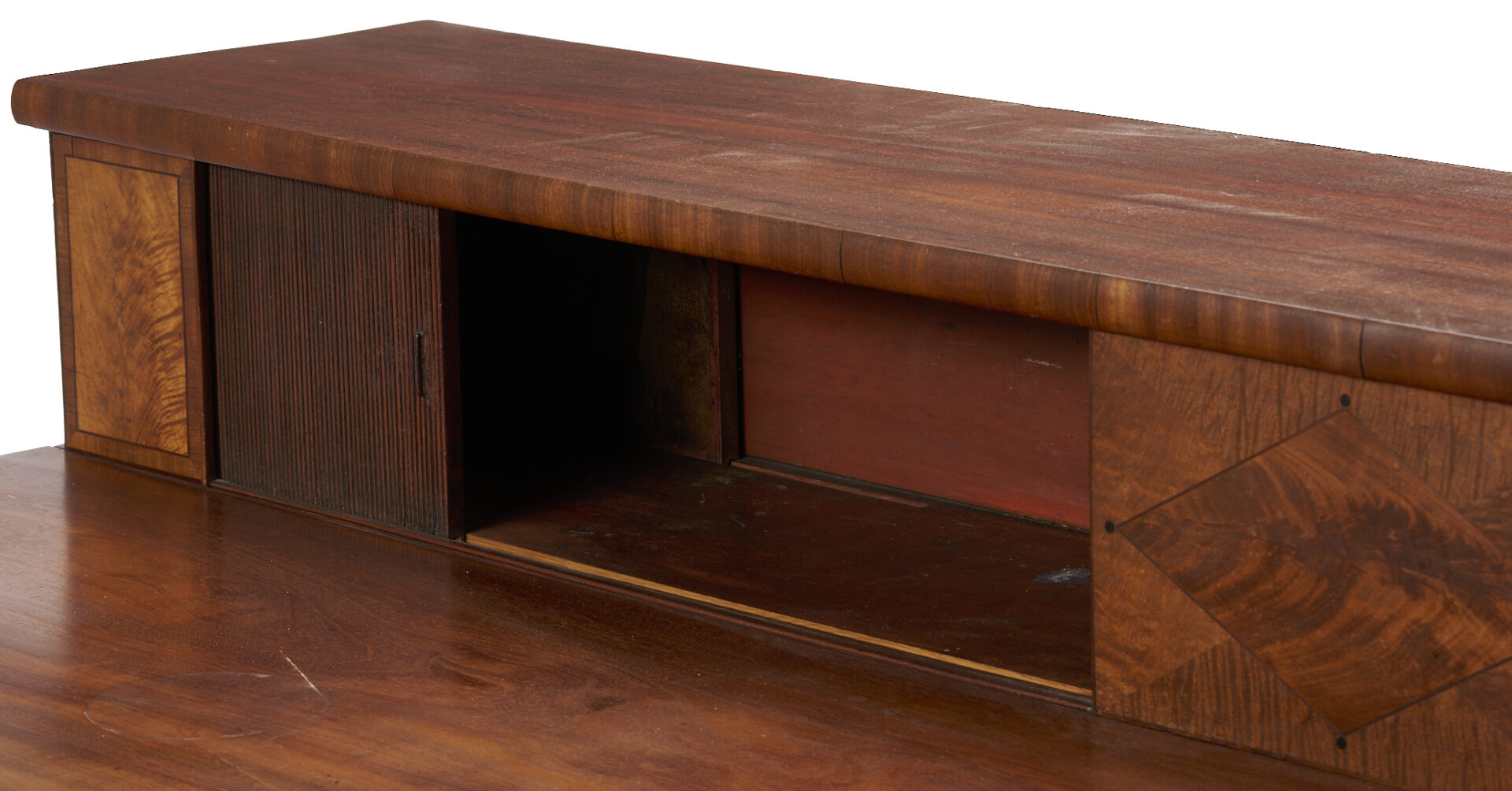 Lot 863: English Inlaid Sideboard with Tambour Doors