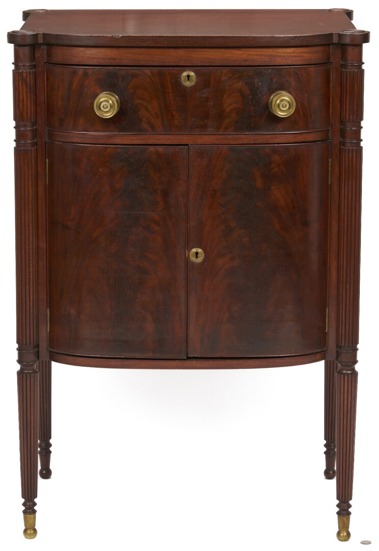 Lot 867: Diminutive Federal Style Bowfront Cabinet