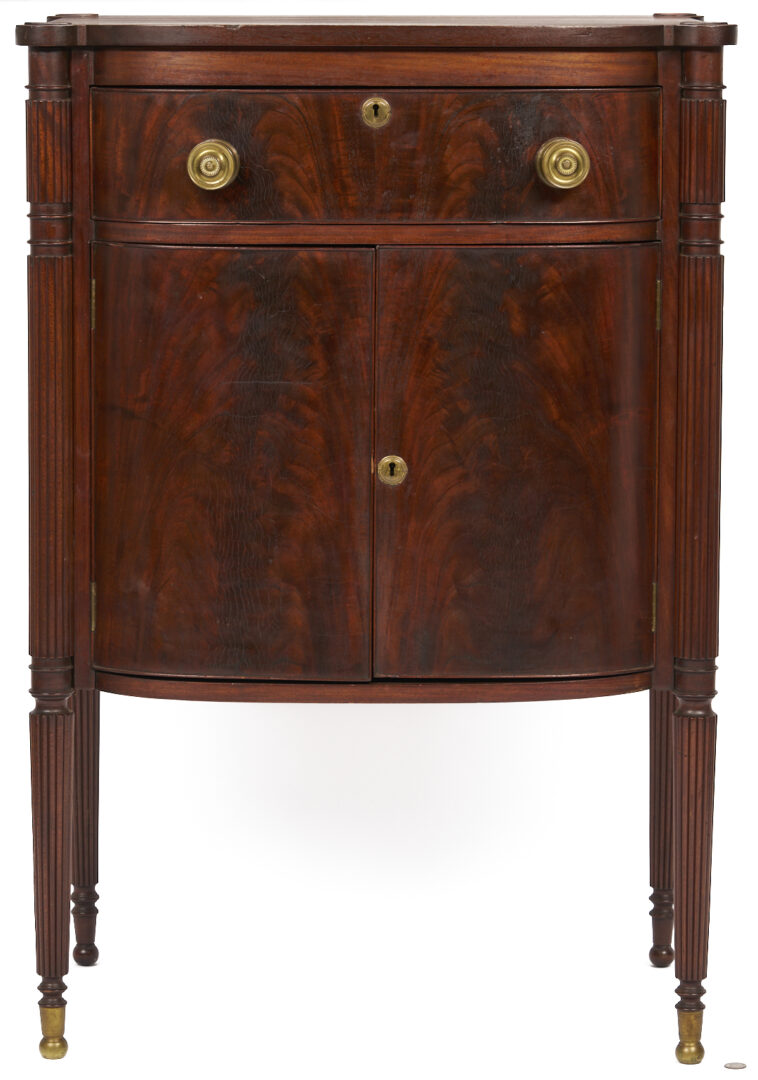 Lot 867: Diminutive Federal Style Bowfront Cabinet
