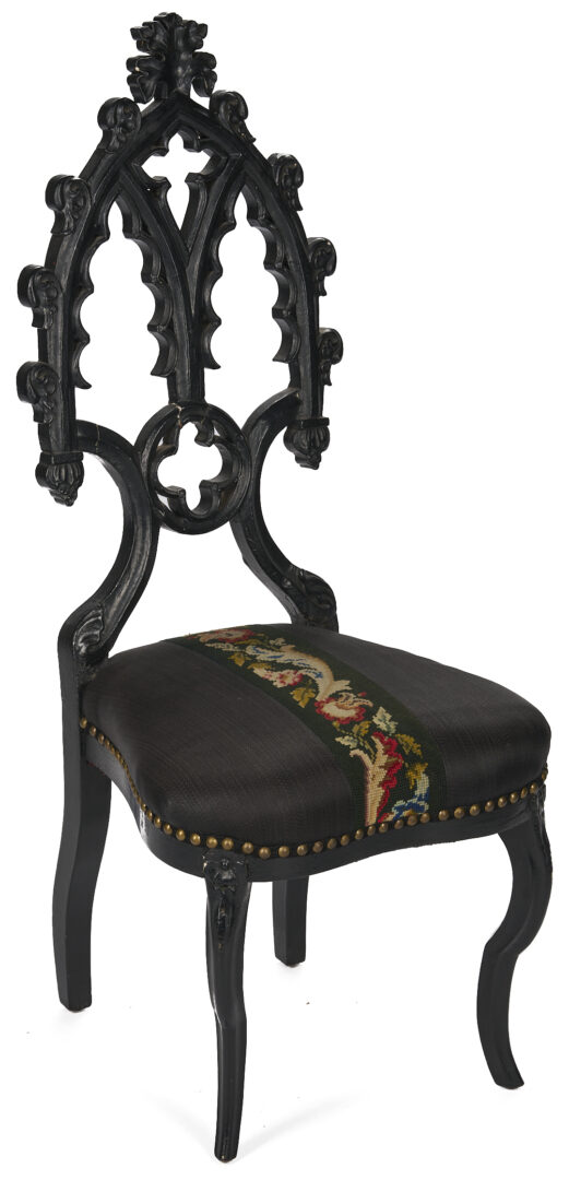 Lot 869: American Gothic Revival Ebonized Parlor Chair, ex-Xanthus Smith