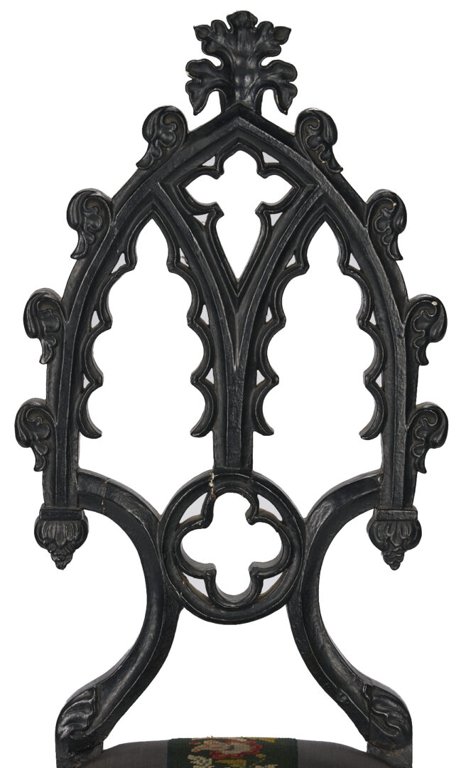 Lot 869: American Gothic Revival Ebonized Parlor Chair, ex-Xanthus Smith