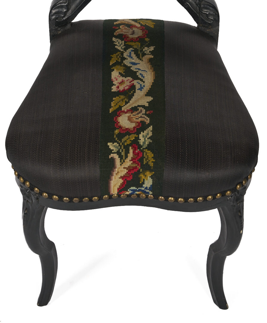 Lot 869: American Gothic Revival Ebonized Parlor Chair, ex-Xanthus Smith