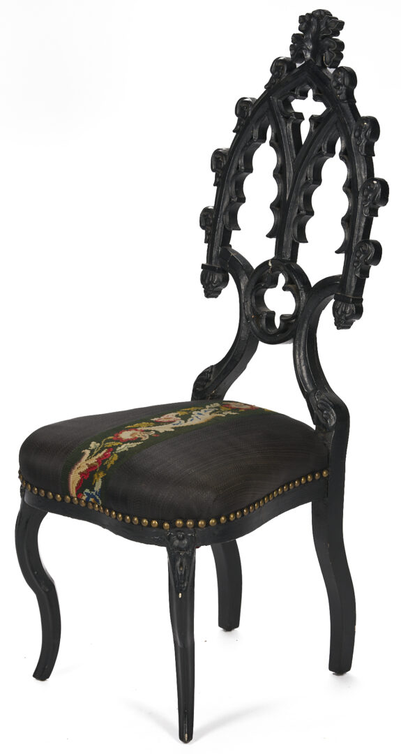 Lot 869: American Gothic Revival Ebonized Parlor Chair, ex-Xanthus Smith