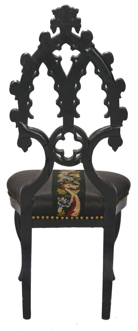 Lot 869: American Gothic Revival Ebonized Parlor Chair, ex-Xanthus Smith