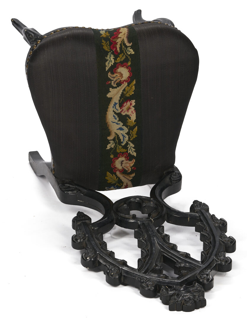 Lot 869: American Gothic Revival Ebonized Parlor Chair, ex-Xanthus Smith