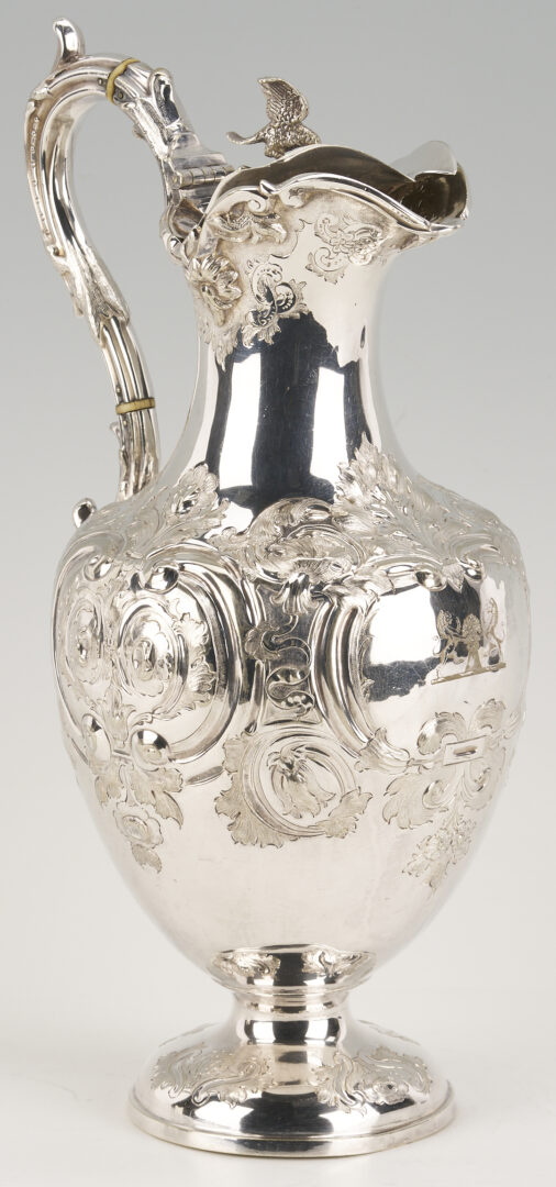 Lot 86: Coin Silver Ewer w/ TN history, Crest of Cummings or Cumyns Family