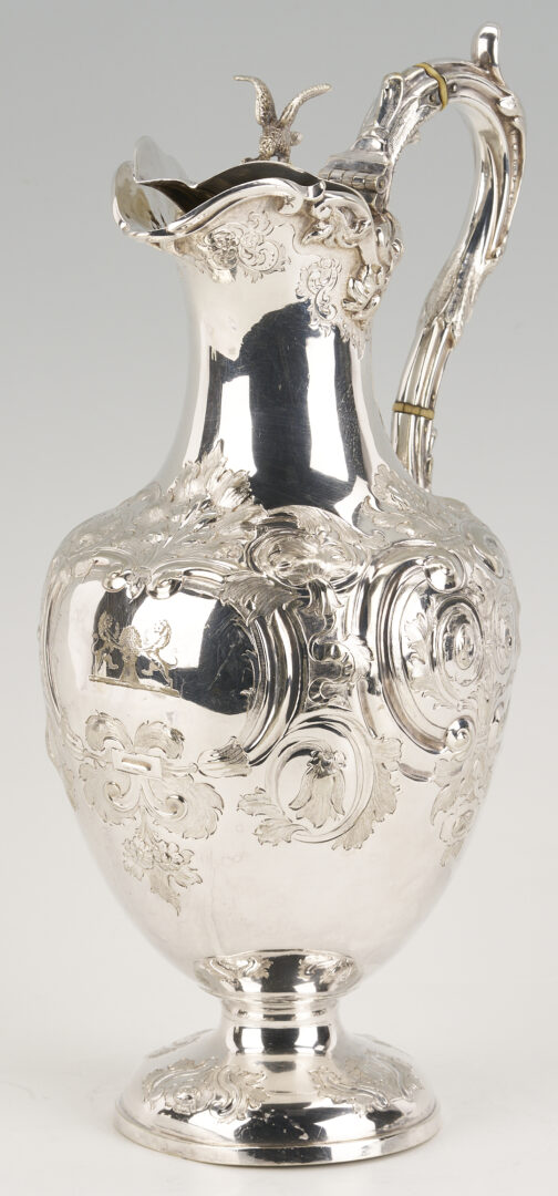 Lot 86: Coin Silver Ewer w/ TN history, Crest of Cummings or Cumyns Family