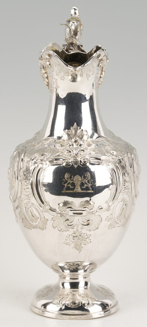 Lot 86: Coin Silver Ewer w/ TN history, Crest of Cummings or Cumyns Family