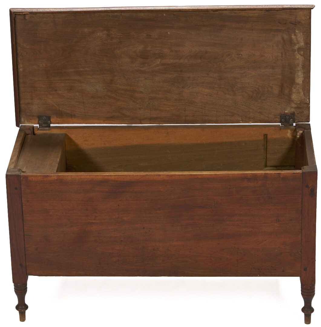 Lot 873: Diminutive East Tennessee Walnut Blanket Chest with Turned Feet