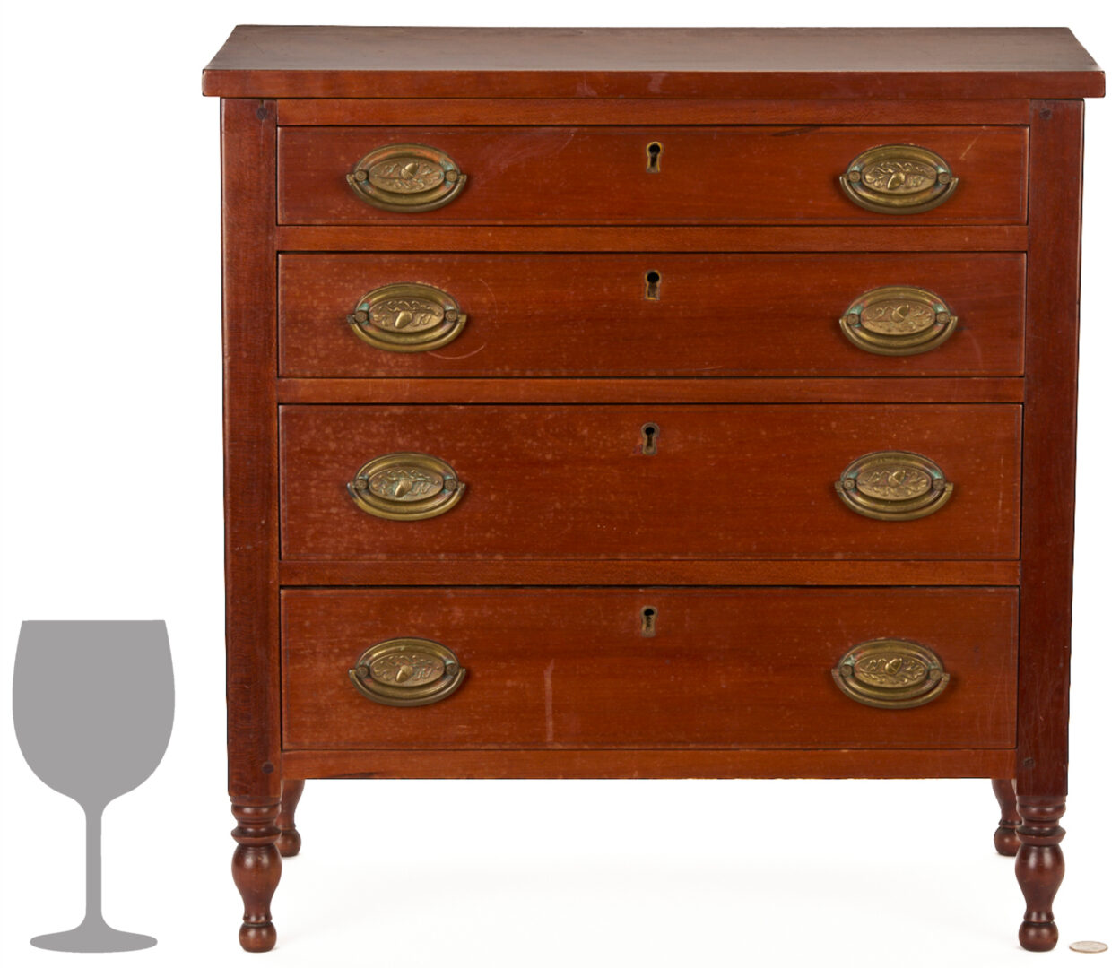 Lot 874: Miniature Southern Sheraton Benchmade Chest of Drawers