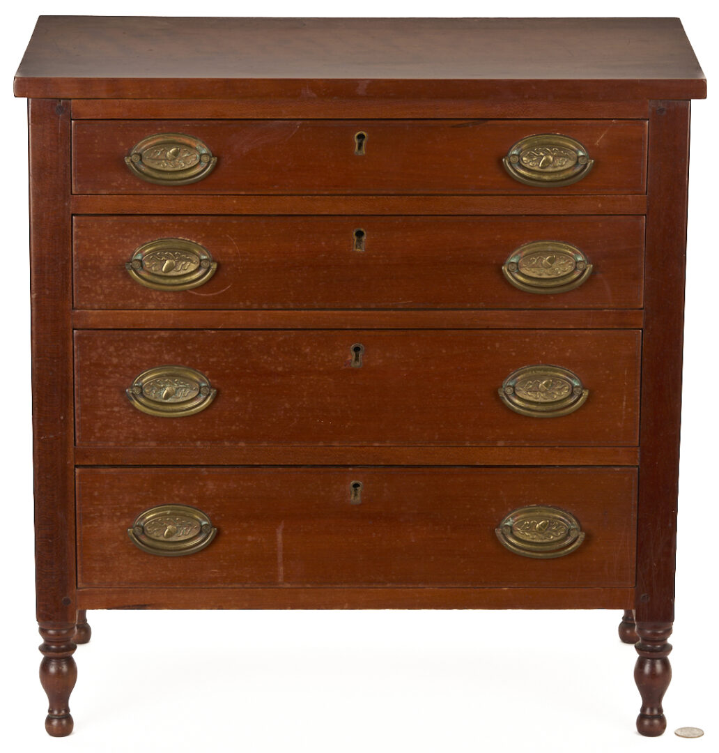 Lot 874: Miniature Southern Sheraton Benchmade Chest of Drawers