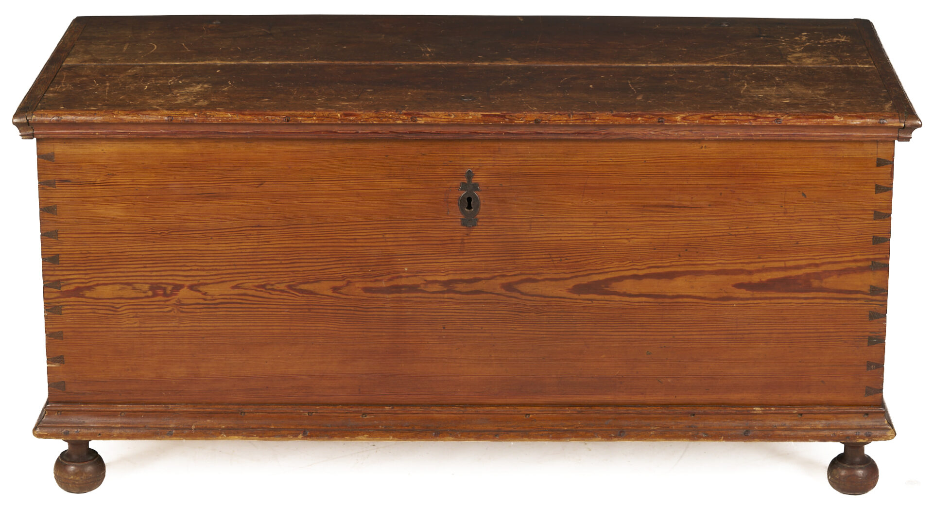 Lot 876: South Carolina Yellow Pine Blanket Chest w/ Turned Feet