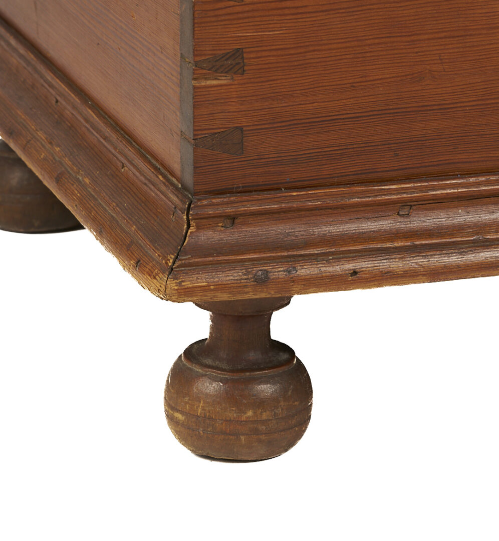 Lot 876: South Carolina Yellow Pine Blanket Chest w/ Turned Feet