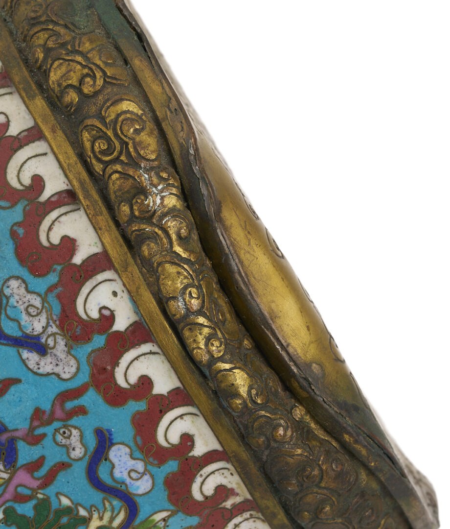 Lot 878: Large Cloisonne “Tusk” with Hardwood Stand