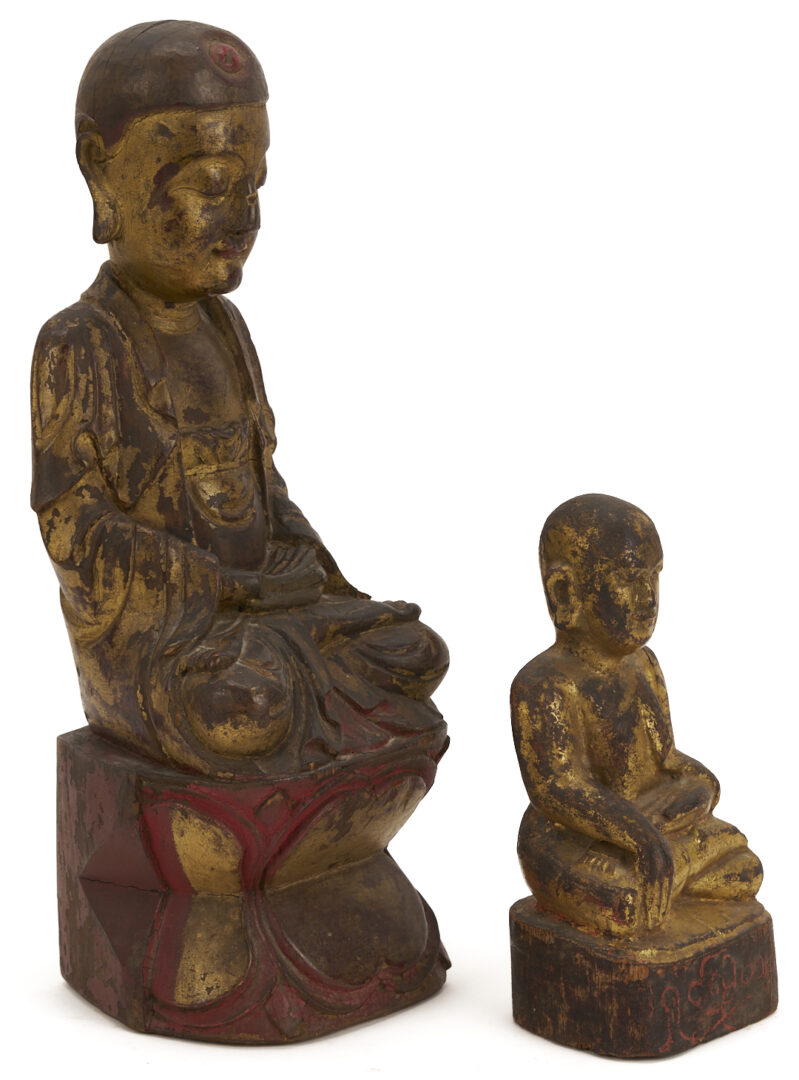 Lot 882: 3 Asian Carved & Painted Religious Figures