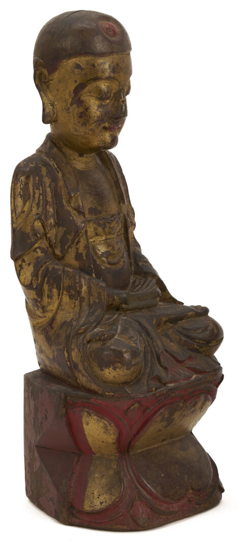 Lot 882: 3 Asian Carved & Painted Religious Figures