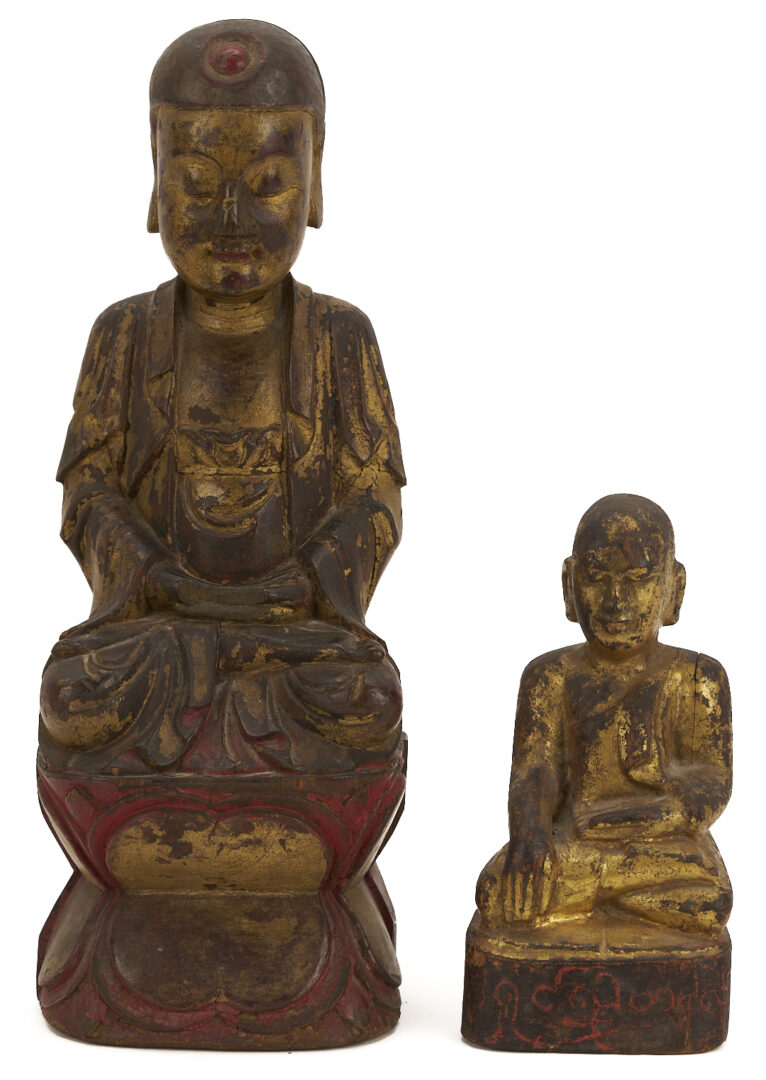 Lot 882: 3 Asian Carved & Painted Religious Figures