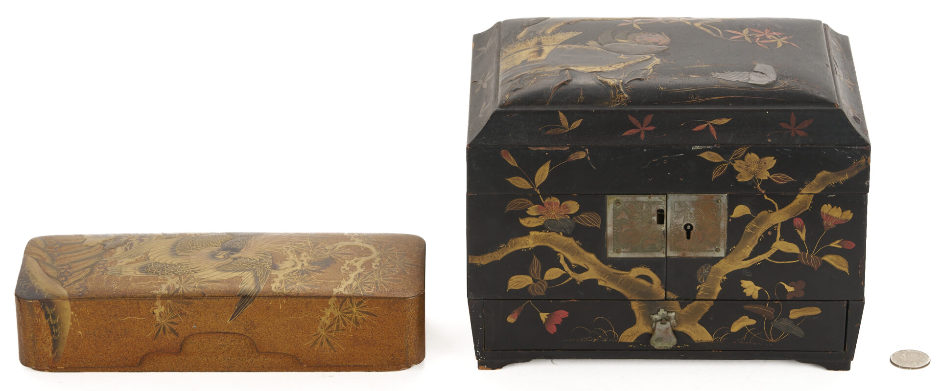 Lot 883: 2 Meiji Japanese Lacquer Boxes incl. Maki-e